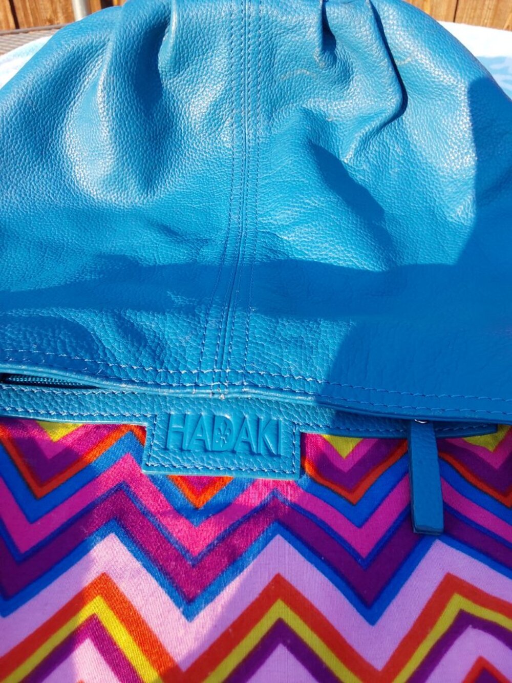 2015 HADAKI BLUE LEATHER HOBO BAG - Picture 13 of 16